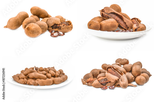 Collage of Tamarind isolated over a white background