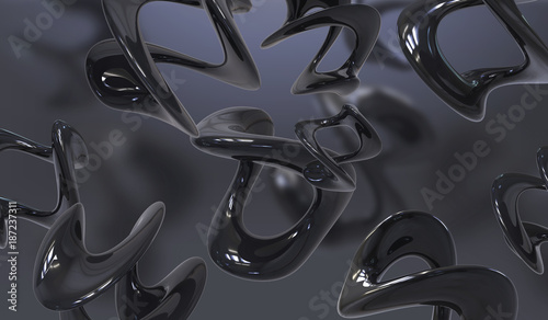 Abstract background with amorphous shape. Chaotic composition of formless elements. 3d render picture.