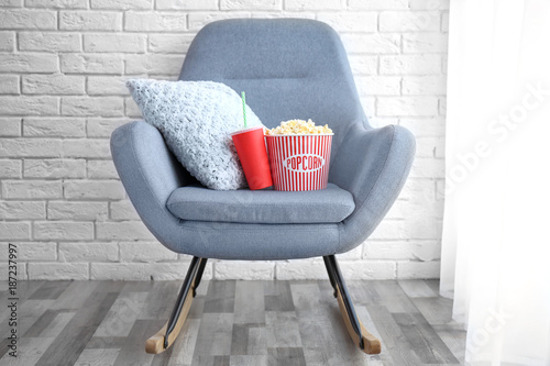 Rocking chair with popcorn ...