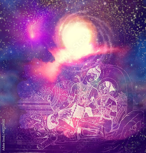 Samolepka Shiva and Mohini. Hinduism Gods.