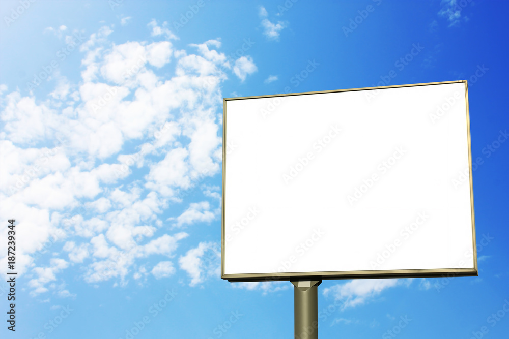 Blank advertising board on blue sky background Blank advertising board on blue sky background