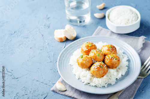 Wallpaper Mural Baked Orange Chicken Meatballs with rice Torontodigital.ca