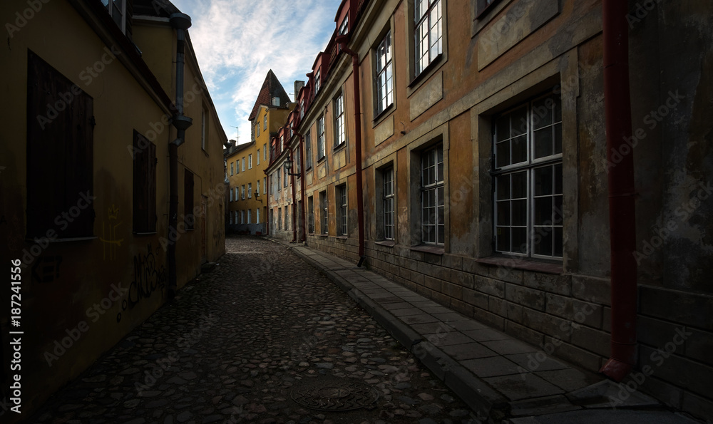 Streets of the old town of Tallinn. Estonia.