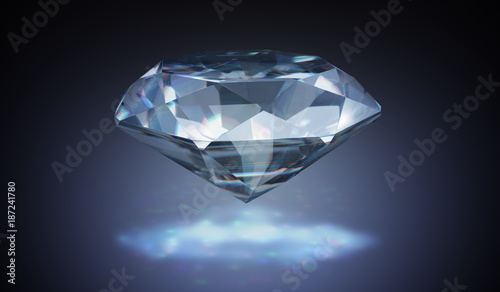 Luxury diamond on black background. 3D rendered illustration.