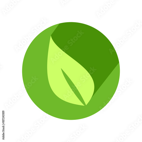Leaves flat design icon with long shadow. Vector Illustration isolated for graphic and web design.