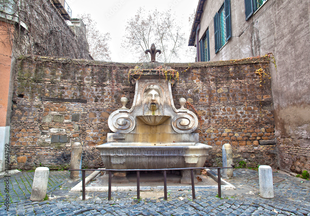 Fontana del Mascherone (Mascherone's Fountain) in Rome, Italy