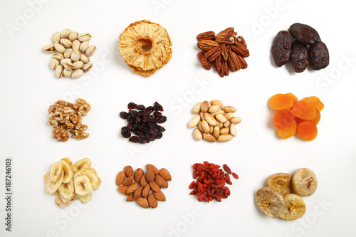 Mix of dried fruits and nuts - symbols of jewish holiday Tu Bishvat