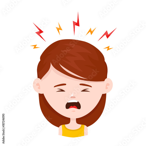 Woman young girl in stress. Vector flat 