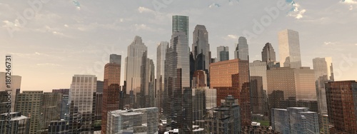 the sun over the city. panorama of the city sunset.
3D rendering
