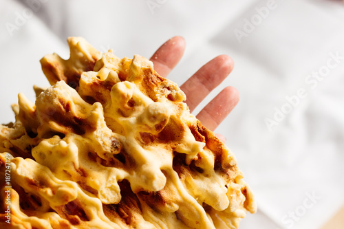 Shakotis - the national Lithuanian baking, close up. The pie which can be put on the hand like a bracelet.