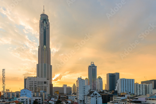 view of the tall famous skyscraper Bayok Sky in Bangkok, Thailand photo