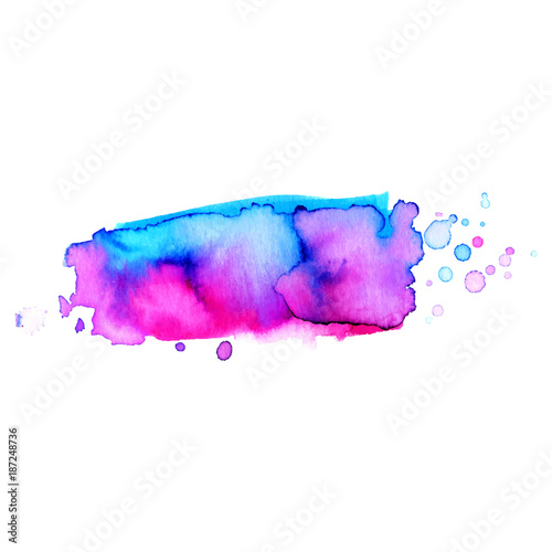 Colorful abstract watercolor texture stain with splashes and spatters. Modern creative watercolor background for trendy design.