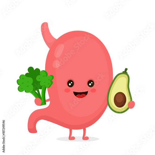 Strong healthy happy stomach character 