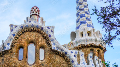 Park Guell tiled designs in Barcelona, Spain