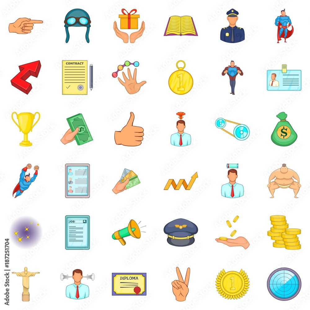 Leadership icons set, cartoon style Leadership icons set, cartoon style