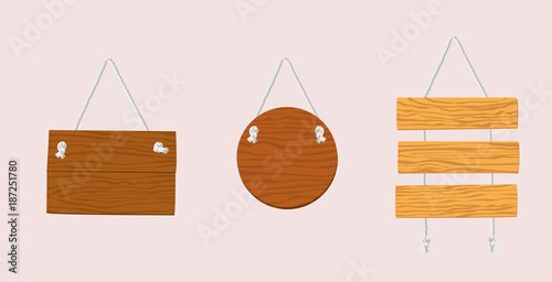 Wooden plaque hanging on the wall. EPS 10