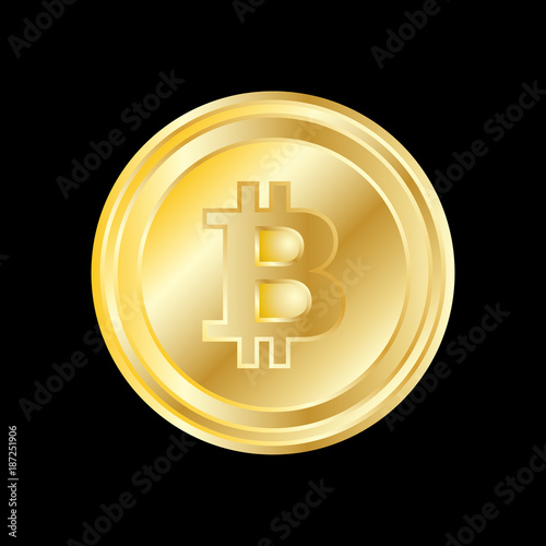Crypto currency golden coin on black background. Vector illustration. Use for logos, print products, page and web decor or other design. photo