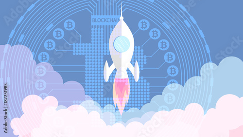 A rocket with bitcoin logo vector