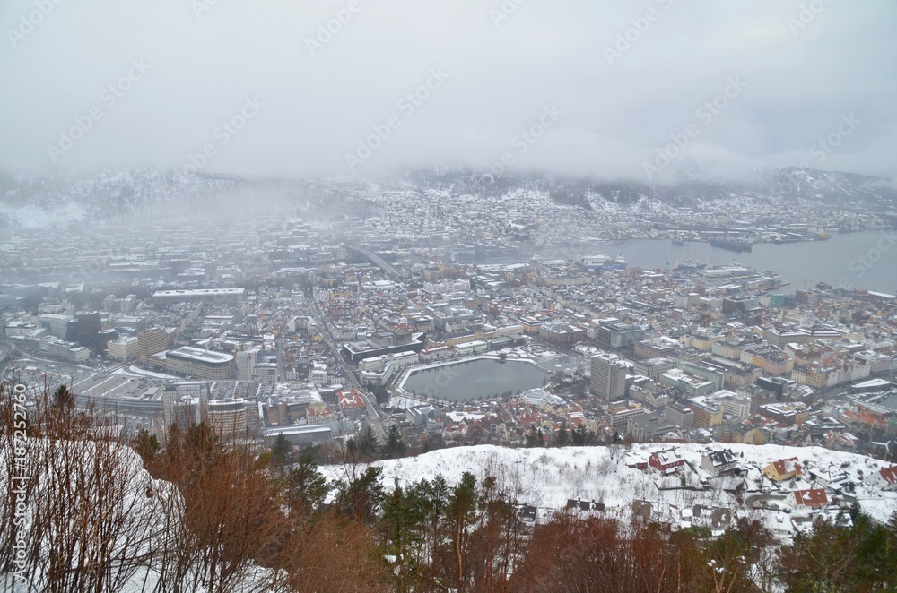 Obraz premium 北欧 ノルウェー ベルゲン フロイエン山 Northern Europe Norway Bergen Mt. Floyen