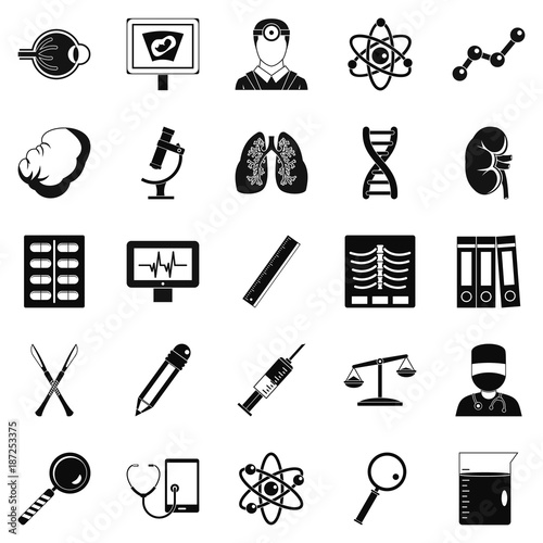 Evaluation icons set, simple style
