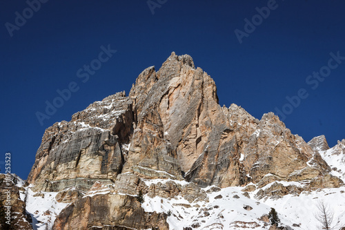 Tofana di Rozes over a blue sky in winter, Cortina D'Ampezzo, Italy