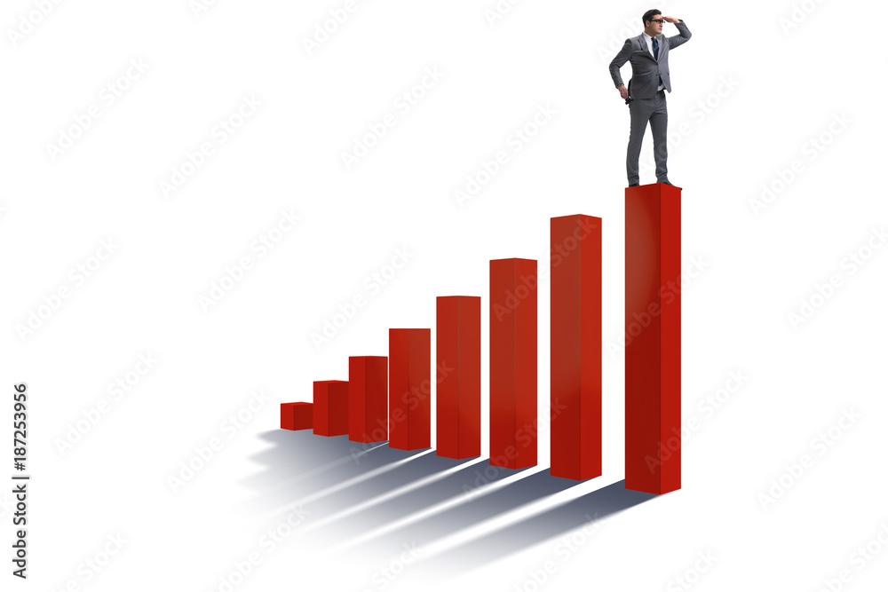 Businessman looking far in economic forecasting concept Businessman looking far in economic forecasting concept