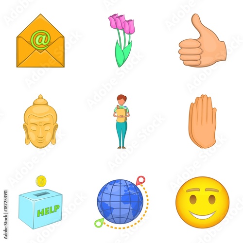 Oblation icons set, cartoon style