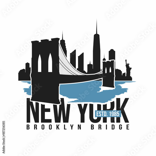 Fotografie New York, Brooklyn Bridge typography for t-shirt print