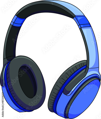 Vector illustration of blue modern headphones