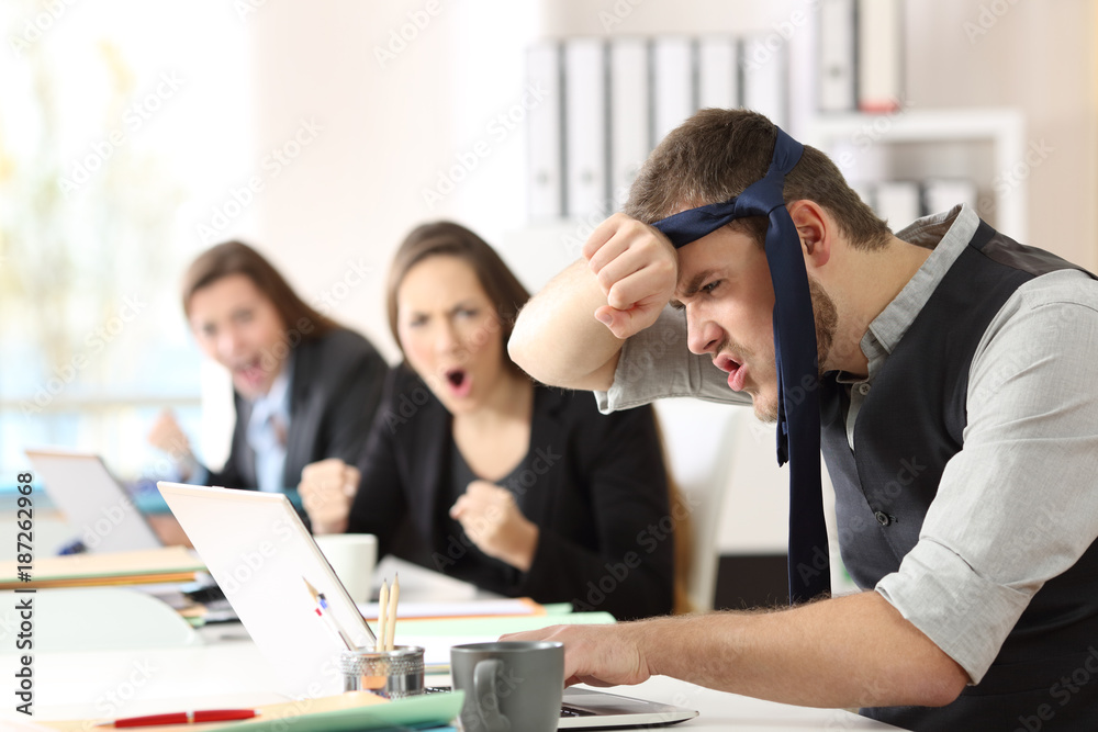 Humorous motivated businessman reaching goals Humorous motivated businessman reaching goals