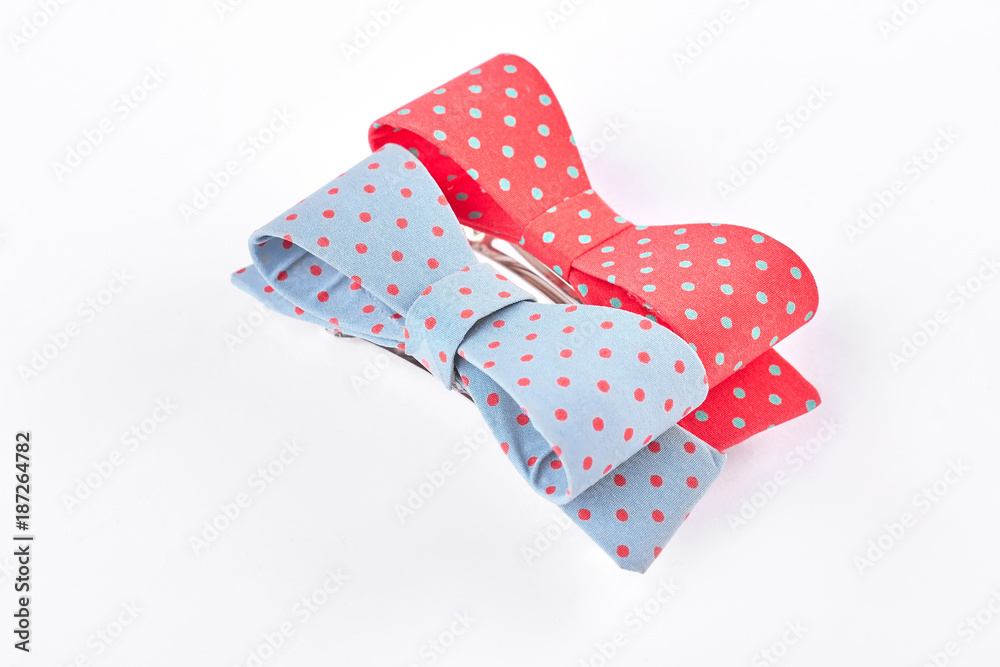 Little ladies elegant hair bows. Beautiful bow ties isolated on white background. Girls traditional hair accessories. Little ladies elegant hair bows. Beautiful bow ties isolated on white background. Girls traditional hair accessories.