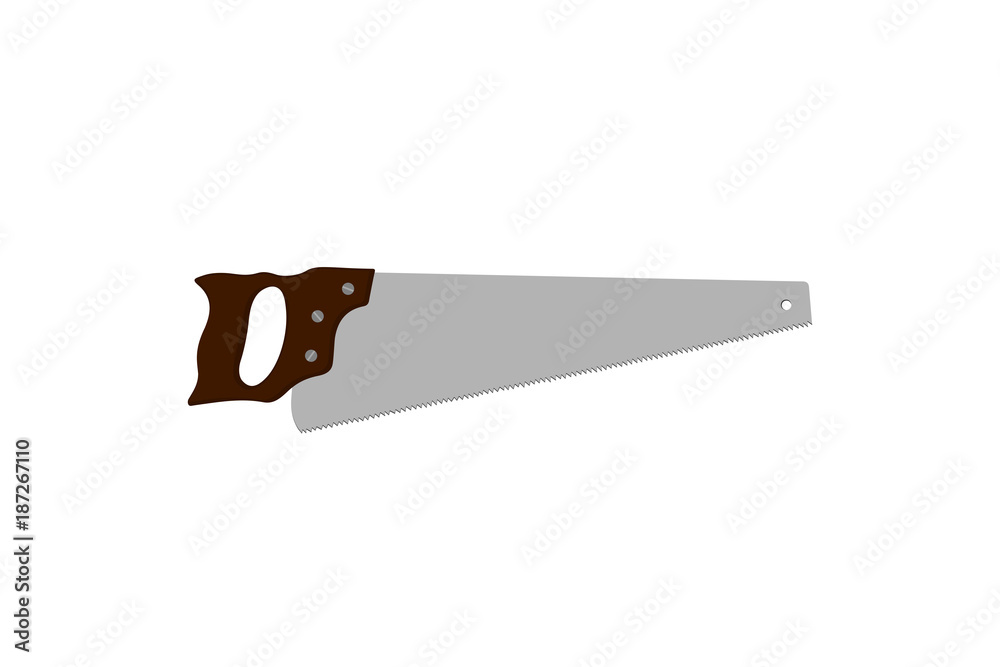 Handsaw. Drawing of a crosscut saw, vector illustration. Handsaw. Drawing of a crosscut saw, vector illustration.