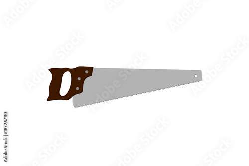 Handsaw. Drawing of a crosscut saw, vector illustration. 