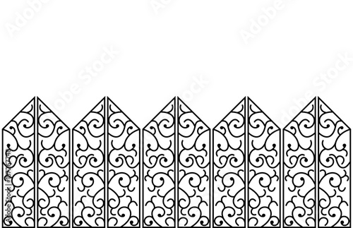 Border design. Drawing of abstract filigree gates, vector illustration.