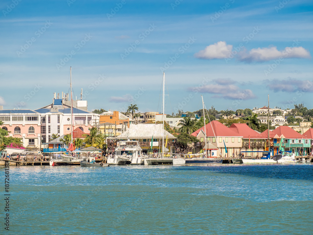 Waterfront of St John's, Antigua in the Caribbean Sea