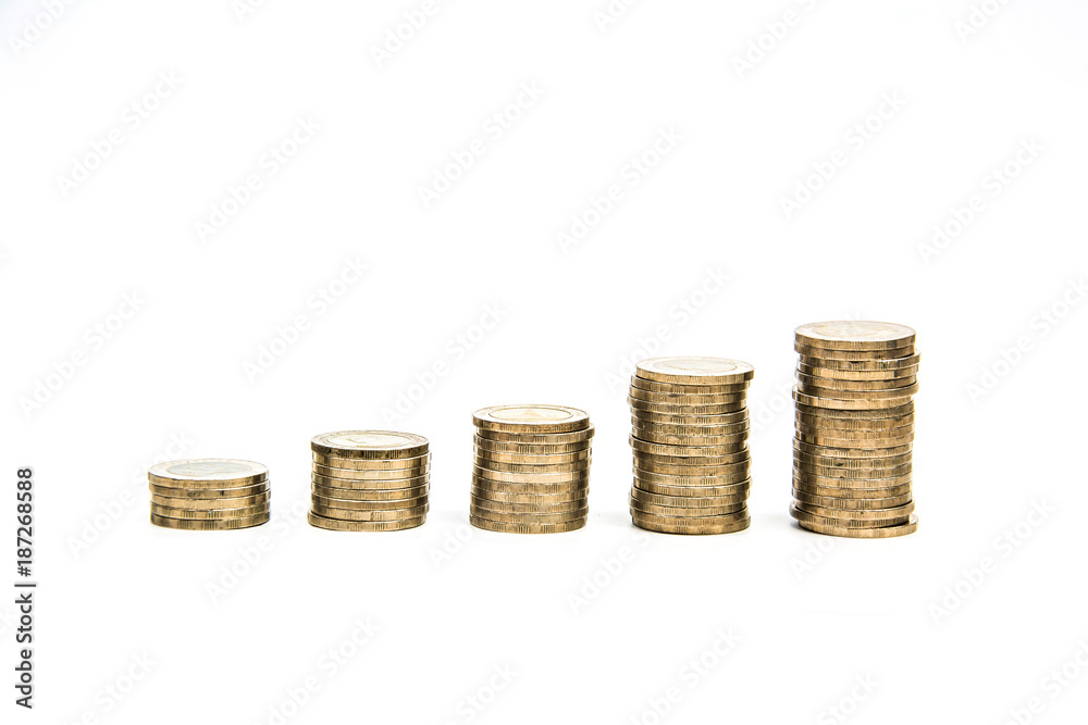 coin stacks on white background coin stacks on white background