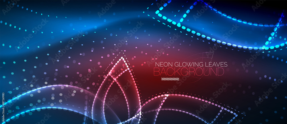 Neon leaf background, green energy concept Neon leaf background, green energy concept