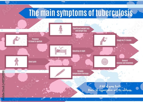 On a white background brochure symptoms of tuberculosis vector d