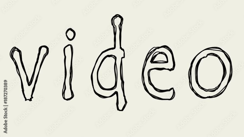 seamless looping word video. animated text written in pencil on paper