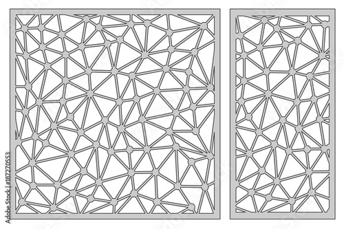 Set template for cutting. Abstract line pattern. Laser cut. Ratio 1:1, 1:2. Vector illustration.