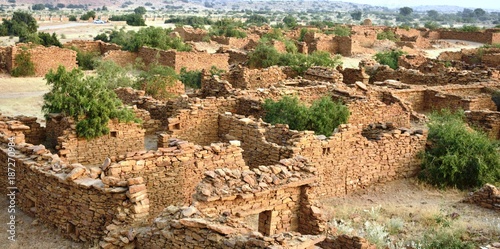 ancient monument in kuldhara heritage village jaisalmer rajasthan india