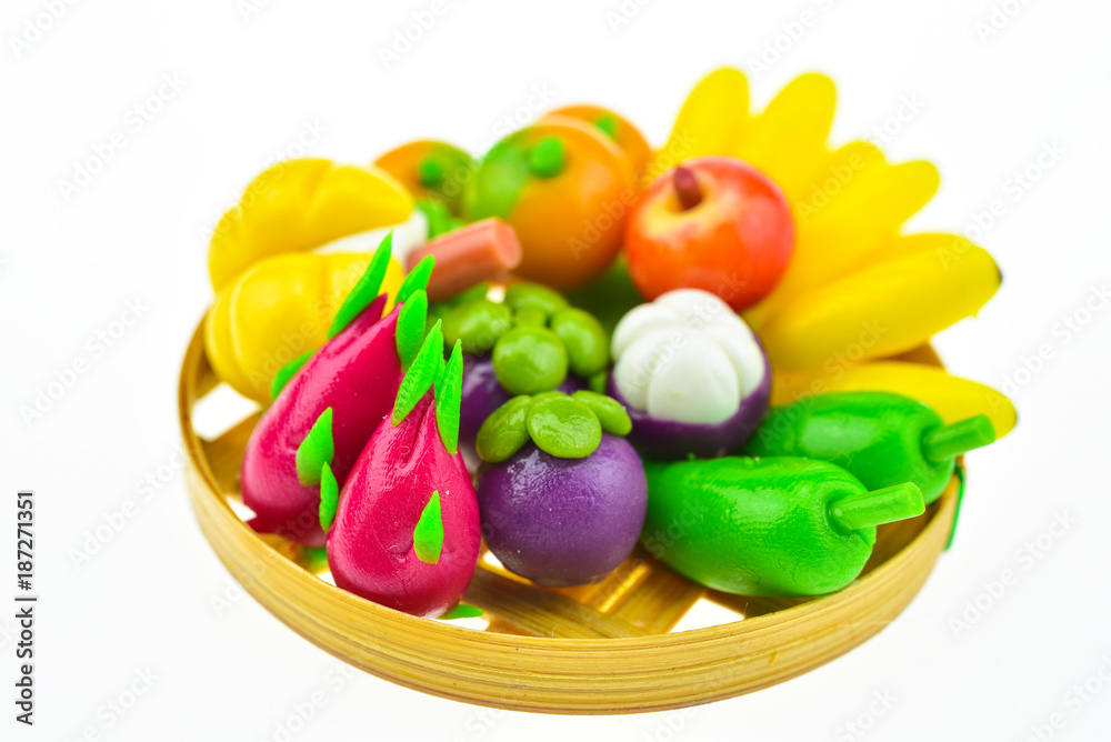 Fruits and vegetables make a small imitation.