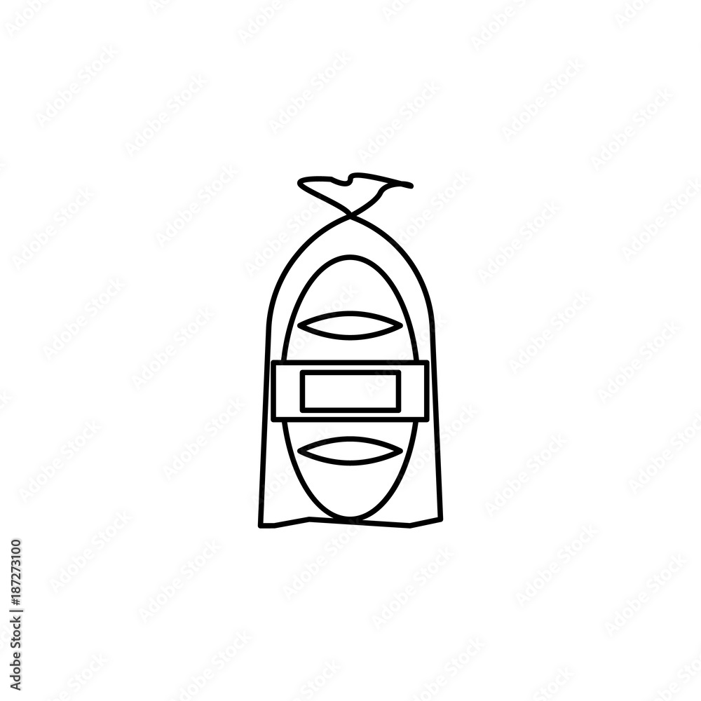 loaf of bread in the package icon. Hypermarket and goods for sale elements. Premium quality graphic design icon. Simple love icon for websites, web design, mobile app loaf of bread in the package icon. Hypermarket and goods for sale elements. Premium quality graphic design icon. Simple love icon for websites, web design, mobile app