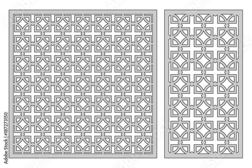 Set template for cutting. Square repeat pattern. Laser cut. Ratio 1:1, 1:2. Vector illustration.