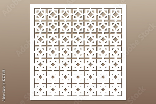 Decorative card for cutting. Square repeat pattern. Laser cut. Ratio 1:1. Vector illustration.