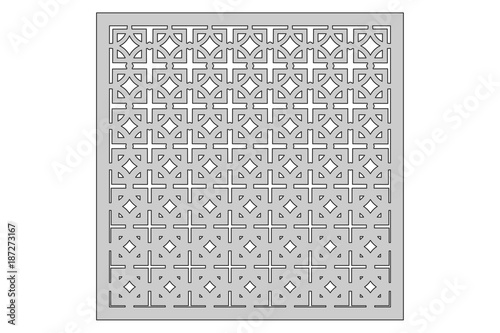 Template for cutting. Square repeat pattern. Laser cut. Ratio 1:1. Vector illustration.