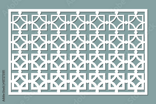 Decorative card for cutting. Square repeat pattern. Laser cut. Ratio 1:2. Vector illustration.