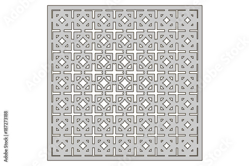 Template for cutting. Square repeat pattern. Laser cut. Ratio 1:1. Vector illustration.