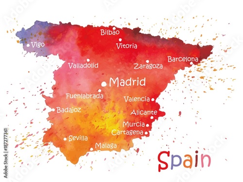 Canvas Print Stylized map of Spain