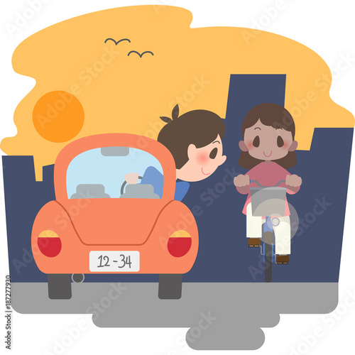ライトが付いている自転車

